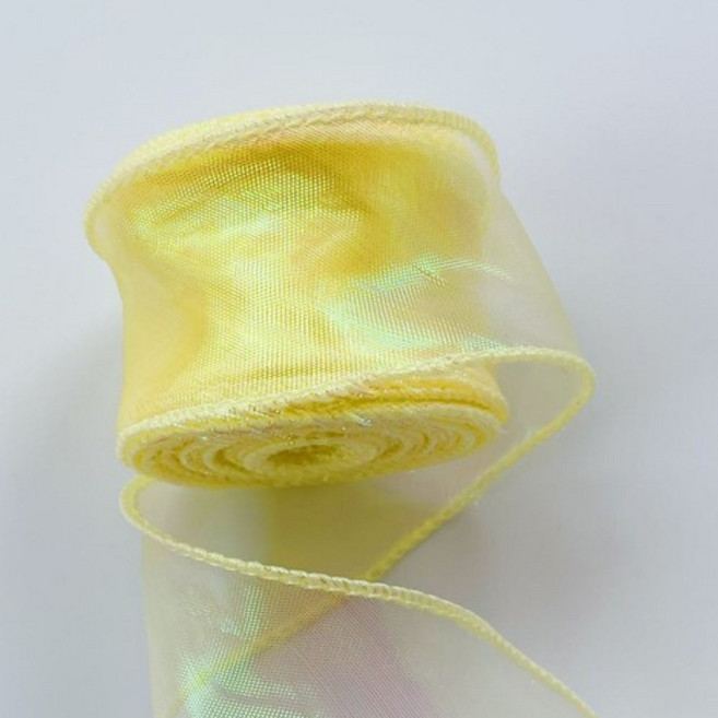 상일상회 선물 포장 리본 쉬폰 오간디 꽃다발 청첩장 끈 4cm, 펄옐로우, 9m, 1개