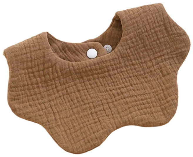 24H急速出貨 口水巾 紗布圍兜 六層紗 花瓣造型 新生兒適用, 咖啡色, 1個, 1個裝