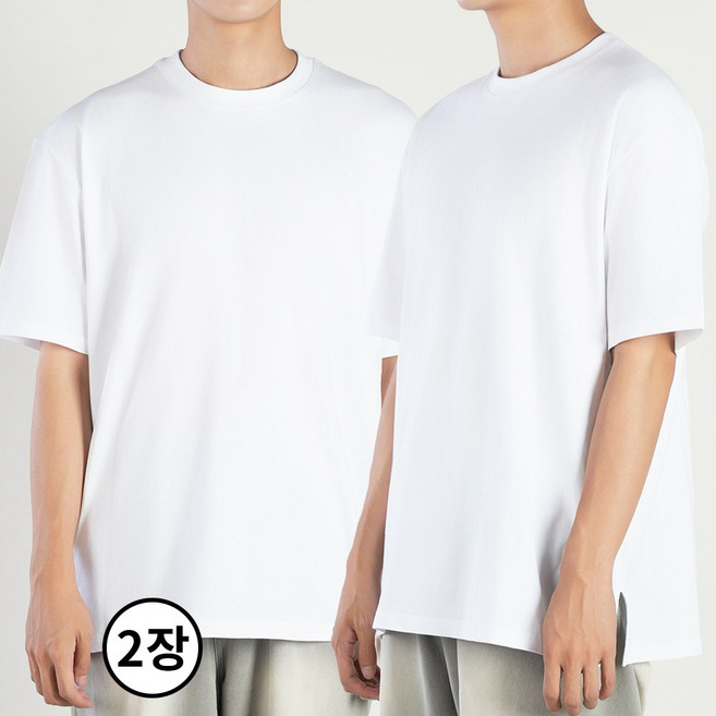FITOJIM 레이어드 20수 면 트임 반팔 티셔츠 2장세트