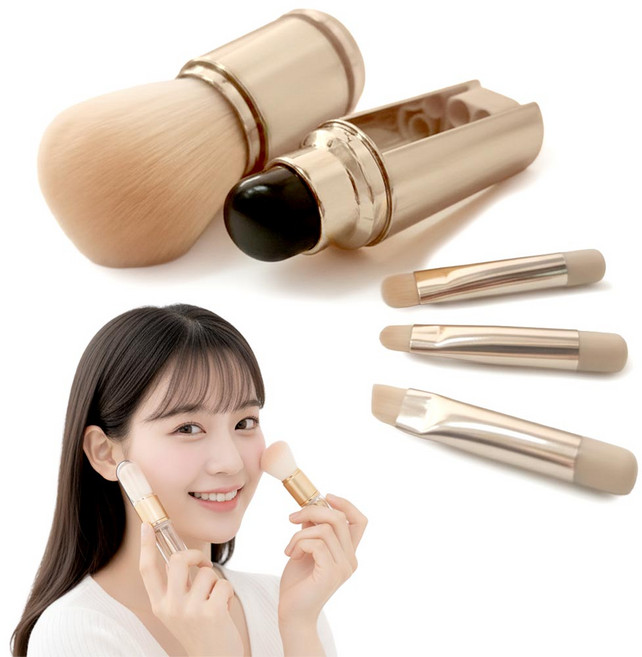 깔끔더하기 멀티 메이크업 블러셔 브러쉬세트, 1개, 베이지