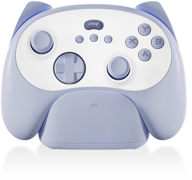 IINE Meow 2 게임 컨트롤러 무선 1000hz 패드(충전 도크 포함) 홀 효과 조이스틱 및 트리거 PC NS, 01 Blue PC, 1개