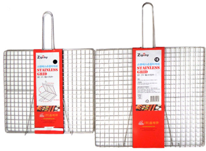 지피니 스텐레스 손잡이석쇠 중 홈베큐 접석쇠, 1개