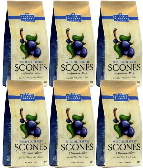Sticky Fingers Bakeries 잉글리시 스콘 믹스 와일드 블루베리 스콘을 신선하게 구워 쉽게 만들 수 있음 12개의 만들기 1팩 266606, 6개들이 팩, 454g
