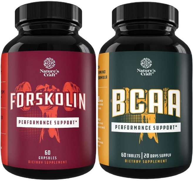 Pre Workout Forskolin Supplement and Branch Chain Amino Acids 번들, 1개, 60정