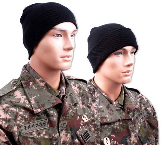 군화와고무신 검정 비니 방한 털모자 군인비니