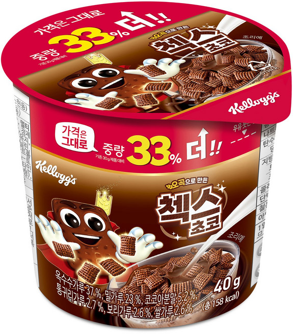 켈로그 오곡 첵스초코 컵 시리얼, 40g, 10개