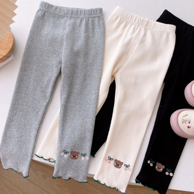 [앙디] F레깅스 체리곰 (FE138)_(아동복 여아 골지 프릴 캐릭터 의류 여아용 봄가을 자수)