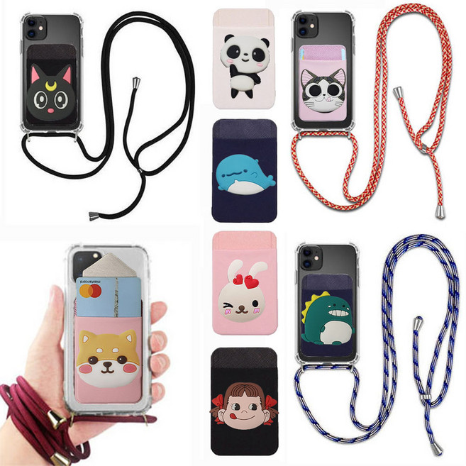 갤럭시 A23 SM-A235N 대쏠레스 카드분실 방지 포켓 목걸이줄 스트랩 크로스백 카드3장 수납 방탄 투명 젤리 충격 보호 핸드폰 케이스 지갑 목걸이 핸드폰줄