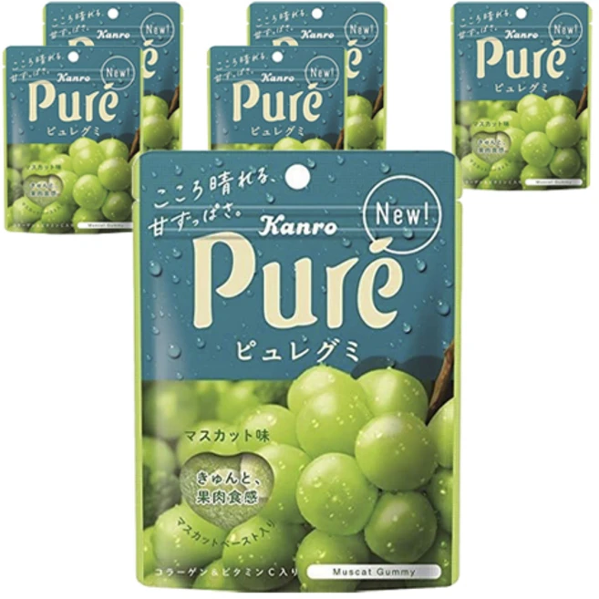 칸로 KANRO 퓨레 구미 머스캣 맛 젤리 56g 6봉지, 6개 - 쿠팡