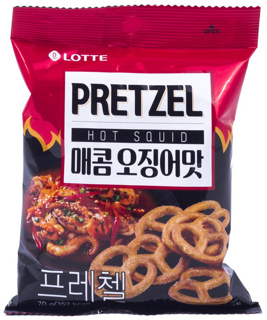 롯데 프레첼 매콤 오징어맛 70g 12개
