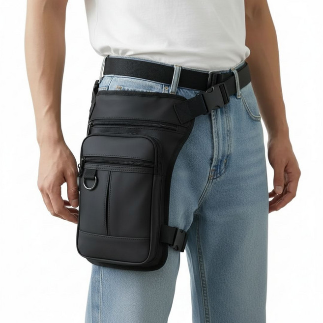 라운듀 초경량 슬림핏 레그백 오토바이 싸이클 낚시, 블랙, 1개