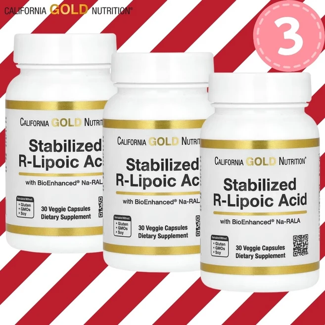 California Gold Nutrition 안정화된 알파리포산 100mg Stabilized R-Lipoic Acid, 3개, 30정 - 쿠팡