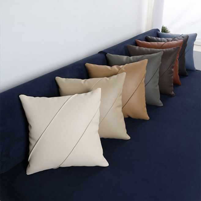 조브라운 심플한 고급 가죽 패턴 쿠션, 겉무늬, 모카