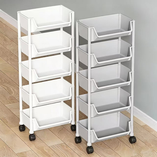 이동식 트레일러 이동식 수납 정리함, 회색, 5단