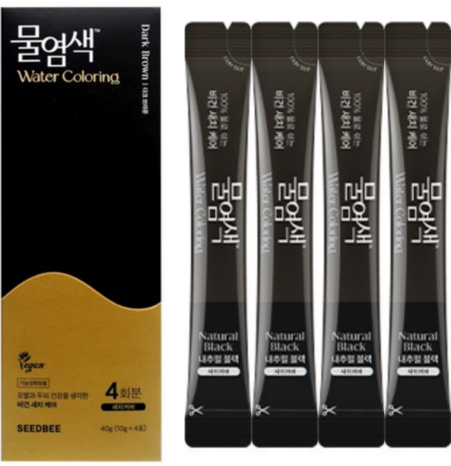 씨드비 물염색 시즌2 프리미엄 비건 새치 커버 홈쇼핑 김혜수 셀프 염색 1박스, 내추럴블랙, 1개