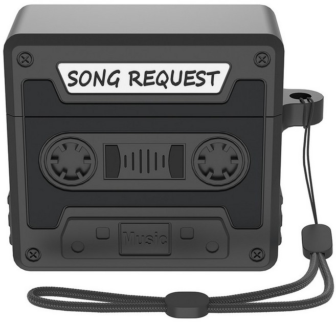 AYOUOK 적용 에어팟4 케이스 분실방지 휴대용 빈티지 테이프 케이스 HJAPDS4CD02, 1개, 블랙, AirPods4