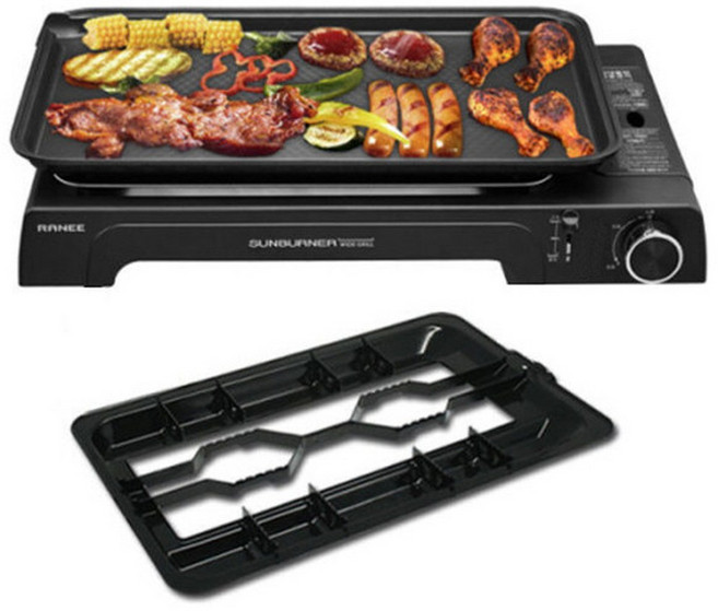 라니 가스와이드그릴 REWG-9300B (그릴+불판+멀티트레이+가방) 캠핑 바베큐 버너 대형 가정용 휴대용 야외용 가스그릴, 플러스형, 1개