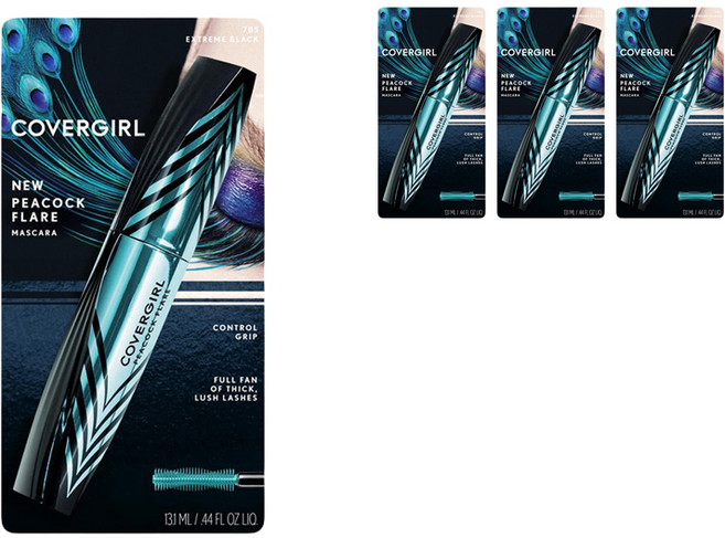 커버걸 피콕 플레어 마스카라 10ml, Extreme Black, 4개