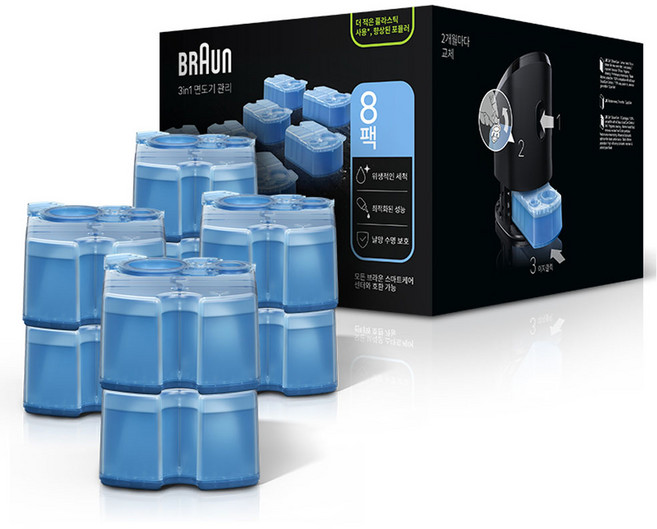 BRAUN 클린 앤 리뉴 면도기 세정액, CCR (8개입)