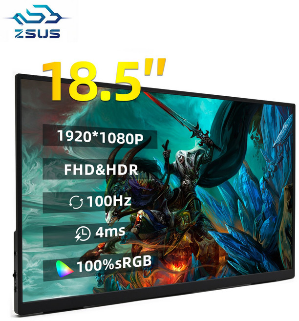 ZSUS 휴대용 모니터 18 inch IPS FHD 100HZ, 18A, 42.3cm