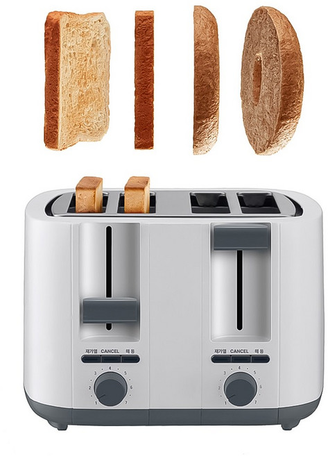 4장을 한번에 4구토스터기 식빵 바게트 베이글 토스트기 보호캡 옵션 6단계 굽기조절, 토스터기