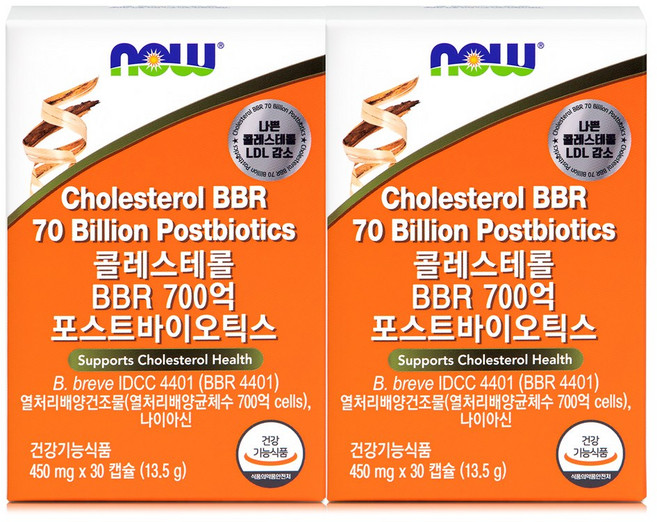 나우푸드 콜레스테롤 BBR 700억 포스트바이오틱스 30캡슐 2박스 2개월분, 2개, 30정