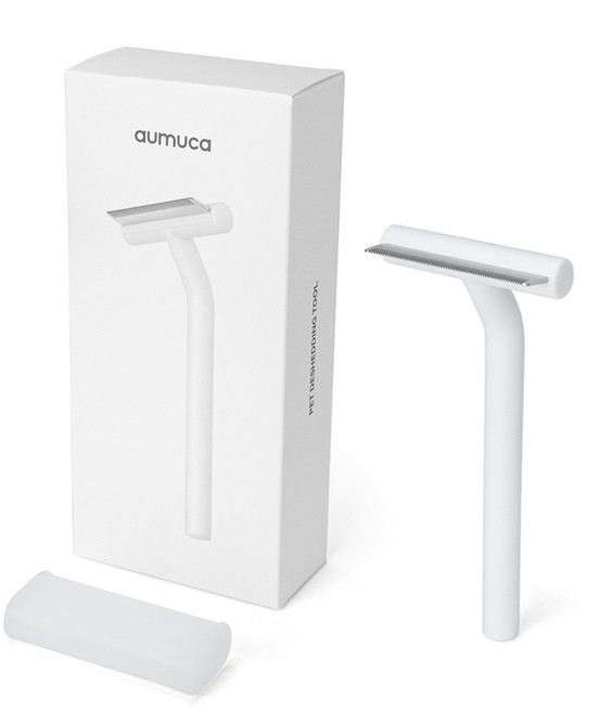 [공식파트너] aumuca 아우무카 반려동물 브러쉬 스마트 케어 단모용 잔털 브러쉬 강아지 고양이 빗, 화이트, 1개