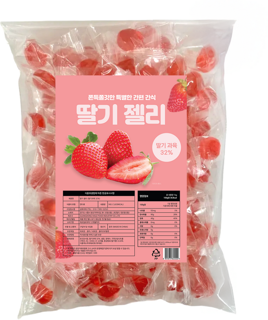 혜성식품 딸기 젤리 대용량 딸기맛 디저트 간식, 1개, 1kg