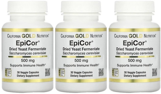 캘리포니아 골드 에피코르 에피코 건조 효모 발효 CGN CG땡 500mg 30정 EpiCor 3통, 3개 - 쿠팡