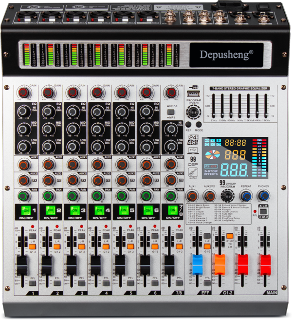 TX-8 내장 99 리버브 효과 8 채널 디지털 전문 오디오 믹서 2대 포함