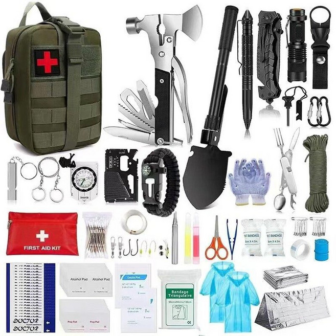 재난가방 비상용가방 대형 재난대비 전쟁 생존배낭 백팩 전쟁가방 여행 경량 장비, 올리브그린 가방 세트 - 067l 일반