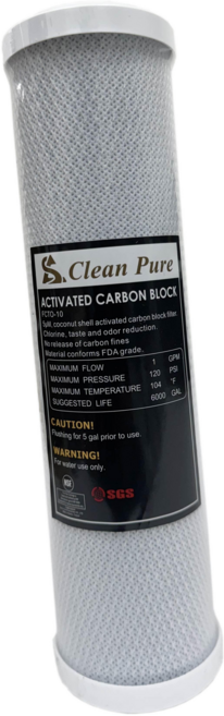 NSF&SGS認證 台灣製造, 1個, Clean Pure 10吋CTO椰殼活性碳棒濾心