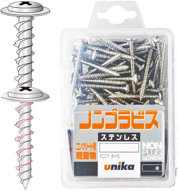 유니카 논프라피스 스텐 SUS 석고 콘크리트 나사 피스 직결 와셔 칼블럭, 4파이 접시머리 FS432 4x32mm 110p
