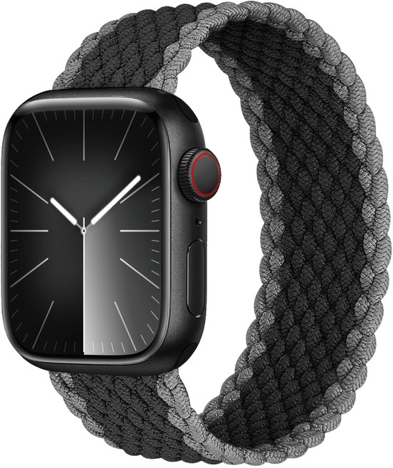 밴드톡 애플워치 호환 브레이드 스포츠 솔로루프 나일론 스트랩 11 10 9 8 3 7 6 5 울트라1/2/3 SE1/2/3, 블랙/그레이