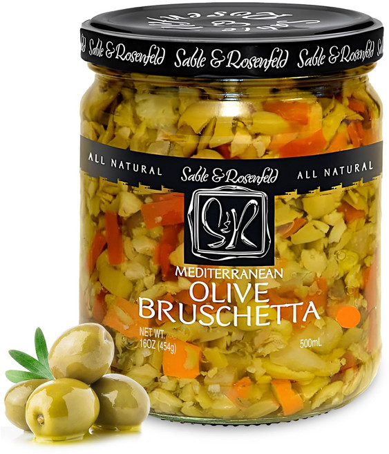 지중해 올리브 브루스케타 - 프리 그린 올리브 샌드위치 스프레드 (올리 Sable & Rosenfeld Bruschetta Olive Topping Medium 16 Ounc, N/A, 1개
