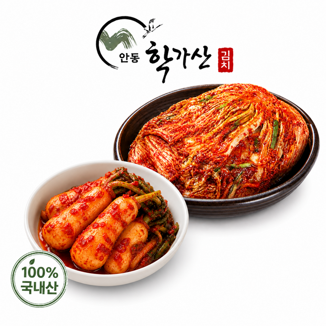 안동학가산 국내산 인기세트 (포기김치 4kg+총각김치 4kg), 1개, 8kg