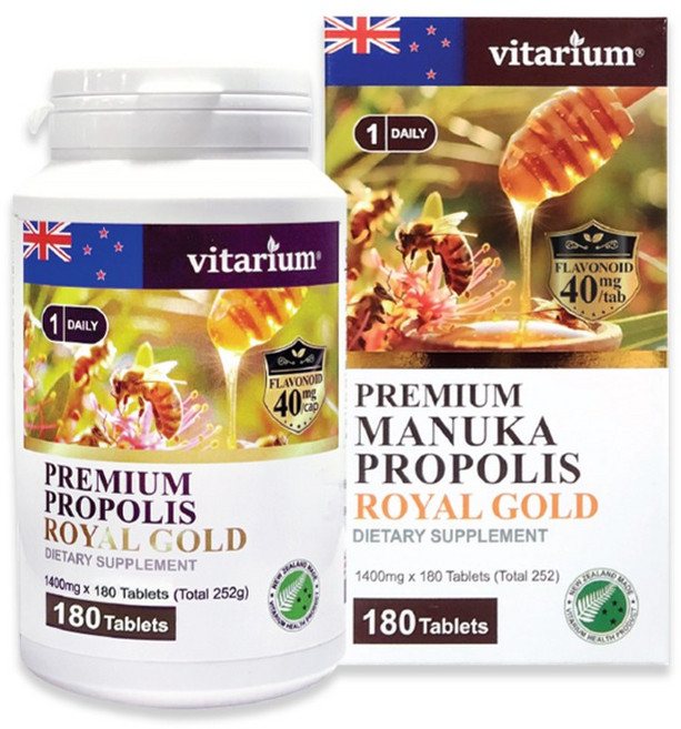 비타리움 프리미엄 프로폴리스 로얄골드 아연 셀레늄 벌화분 함유, 1개, 180정