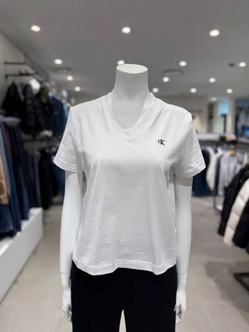 캘빈클라인 진 여성 모노그램 로고 브이넥 반팔 티셔츠47A222G-YAA MYH232 IJG723