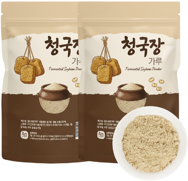국산 청국장가루100% 청국장분말 가루 대용량 첨가물 없는 국산콩 청국장가루 나토키나제, 500g, 2개