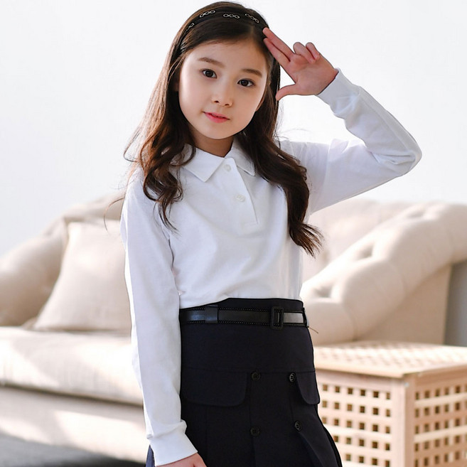 잭키드 여아용 긴팔 카라 남방