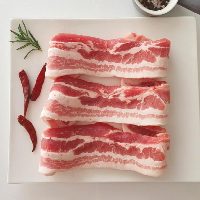 힐링미트 수입 칠레산 고원돈 삼겹살 구이용 1cm 소포장옵션선택, 500g, 1개