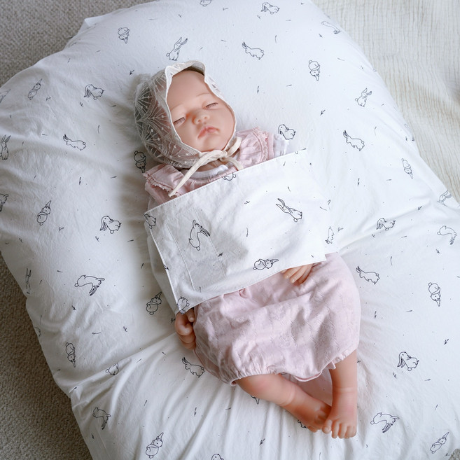 [제이앤제나] 허리에 무리없는 신생아부터 역류방지쿠션_래빗내츄럴 역류방지쿠션, 오리지널_래빗화이트(커버+솜23도)세트