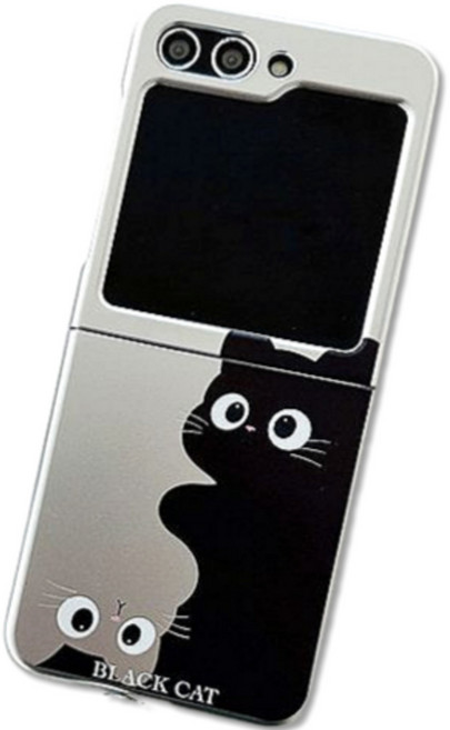 영스피플 블랙 고양이 Z플립 호환 케이스 6 5 4 3 하드 귀여운 동물 매트 감성 디자인