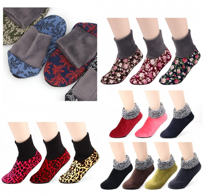 장안의 화제 요술버선 컬러풀 디자인 (3켤레) 할머니 어머니 방한버선 겨울양말 덧버선