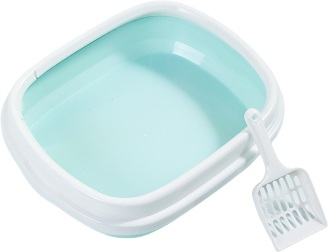 반려동물 고양이 화장실 소형 베이직 고양이 화장실 + 모래삽 세트, 청색, 1