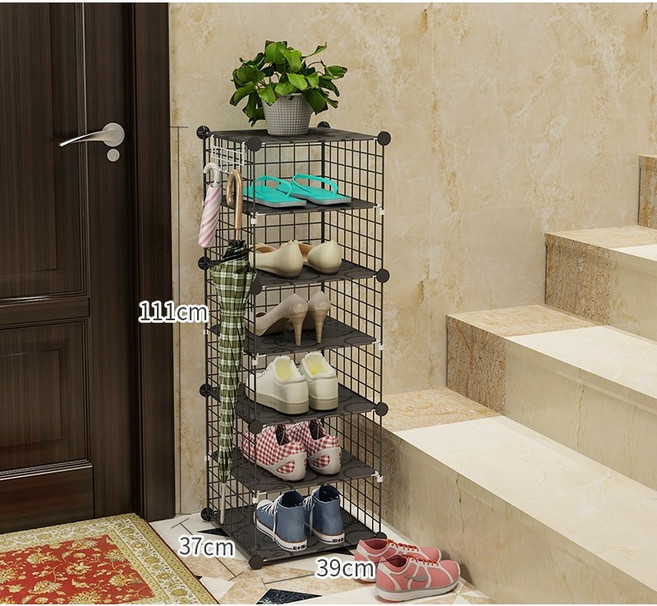 가팡 좁은현관 신발장 블랙 7단 K, 1개