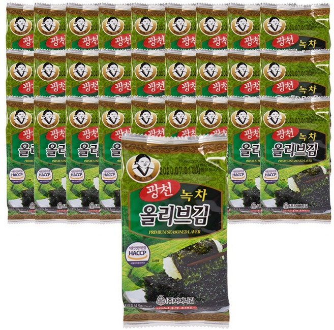 [광천어머니김 본사 발송] 녹차올리브 16단, 4g, 64개