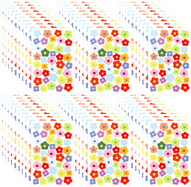 스노벨 1470PCS 미니 꽃 스티커 30장 세트, 2세트, 혼합(S744)30장