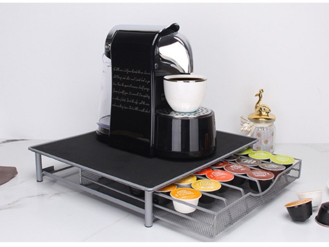 서랍형 커피 캡슐 보관함 공간활용 논슬립 패드 커피머신 거치대, 1개