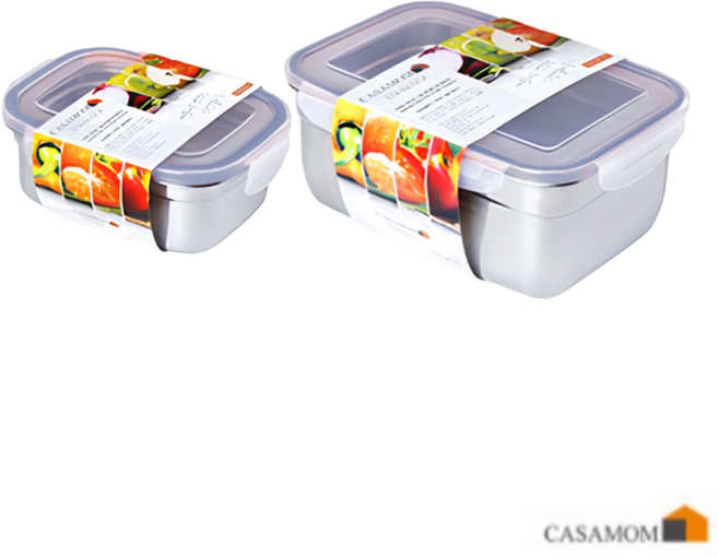 까사맘 스테인레스 스틸 사면 결착 강력 밀폐용기 반찬통 김치통 스텐반찬통 2종 540 + 1900, 540ml(1)+1900ml(1), 1개